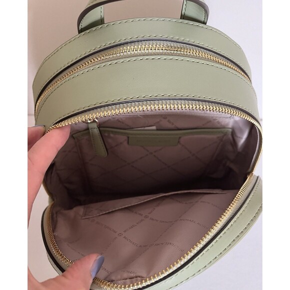New Michael Kors Jaycee Medium Zip Pocket Backpack Leather Light Sage - Picture 6 of 9